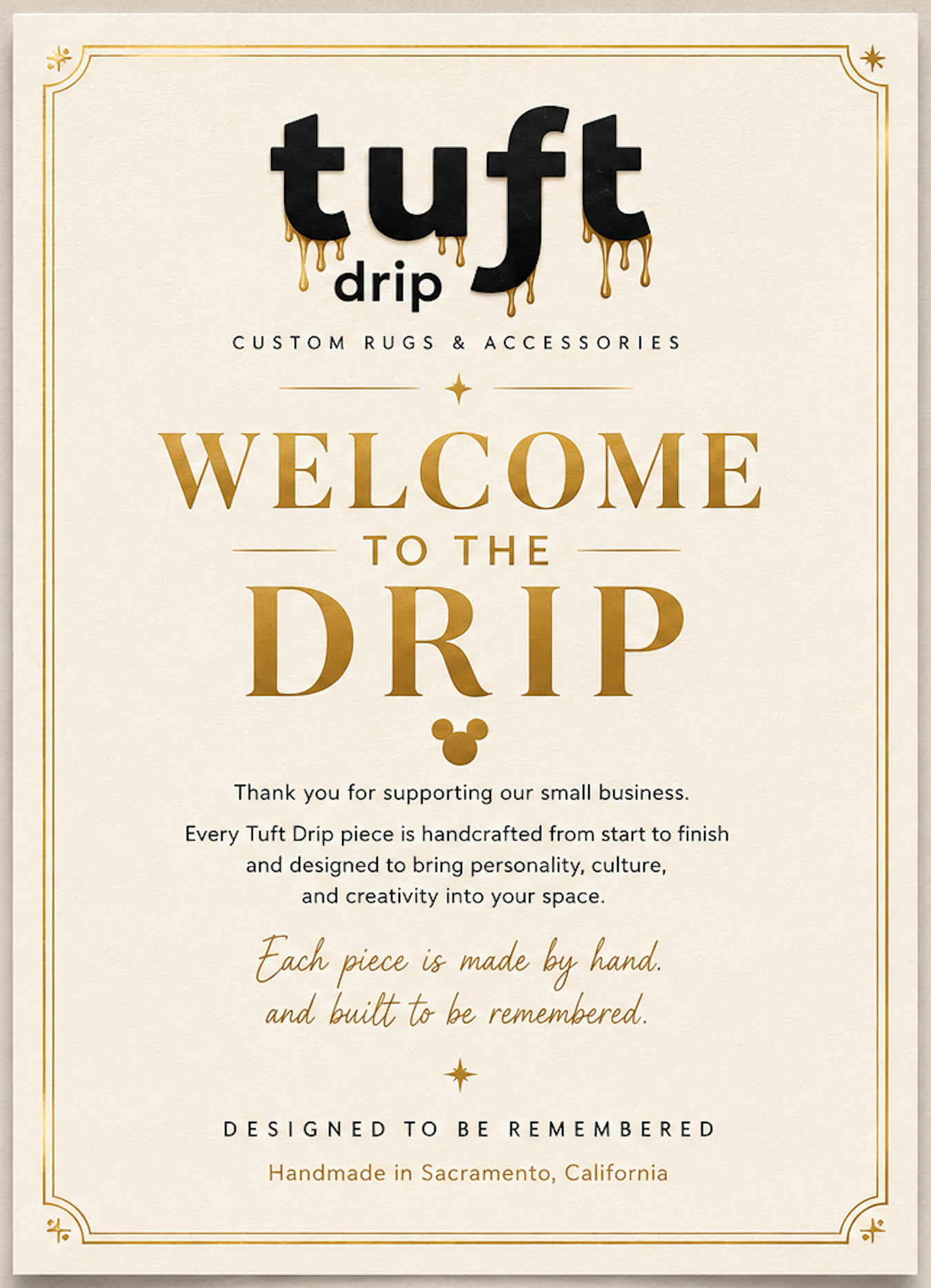 Tuft Drip printed brand material